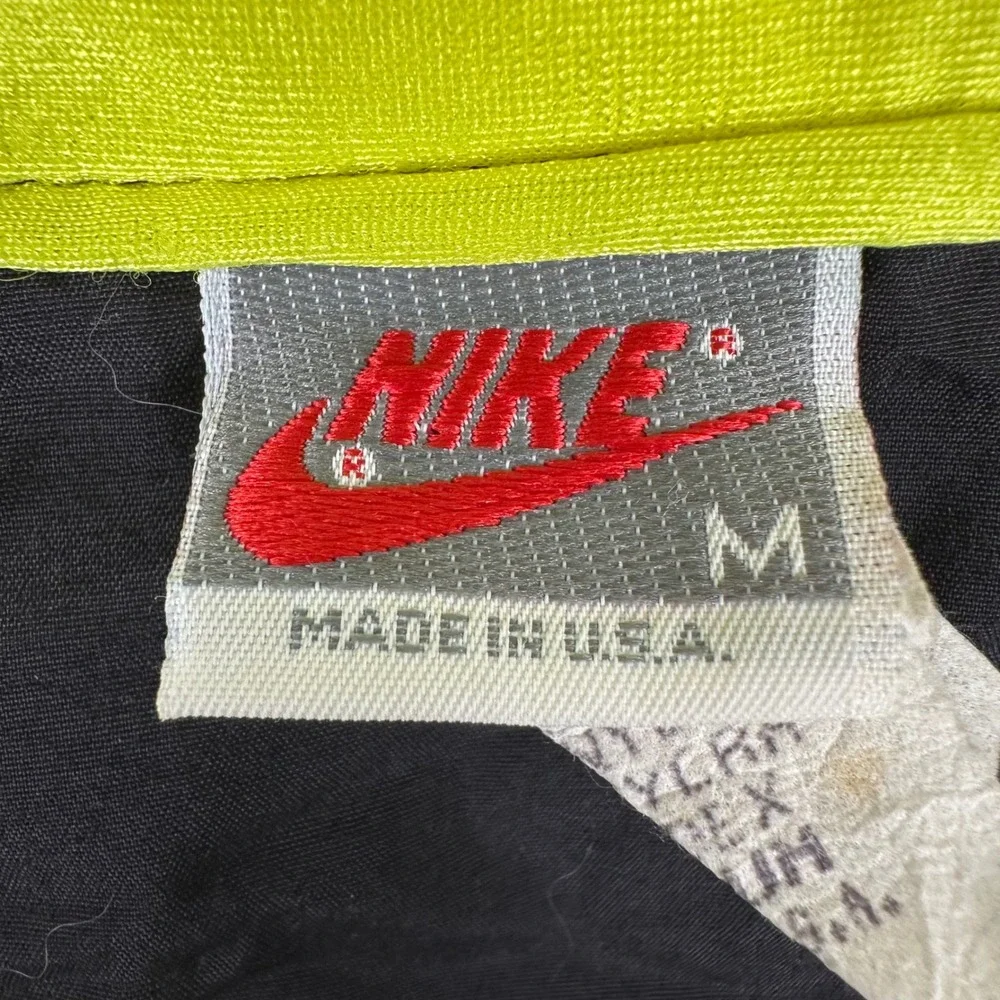 Vintage Nike Cycling Jacket Mens Medium Black Neon Yellow Made in USA Distressed